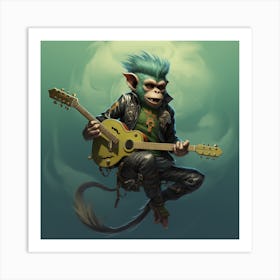 Monkey Playing Guitar Art Print