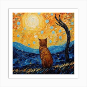 Starry Night Cat 1 Art Print