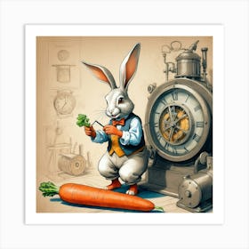 Rabbit With A Clock 1 Art Print