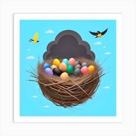 Easter Eggs In A Nest 125 Art Print