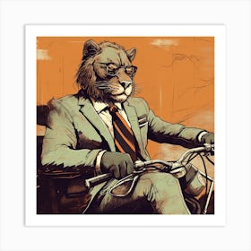 Lion On A Bike 3 Art Print