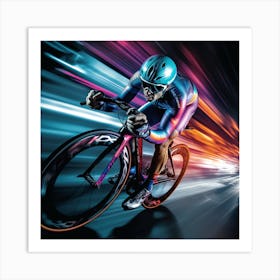 Cyclist In Motion Art Print