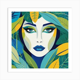 Portrait Of A Woman In The Jungle Art Print