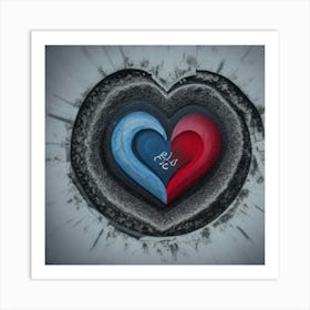 Heart Of Blue And Red Art Print