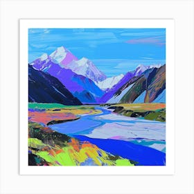 Colourful Abstract Aorak Imount Cook National Park New Zealand 1 Art Print