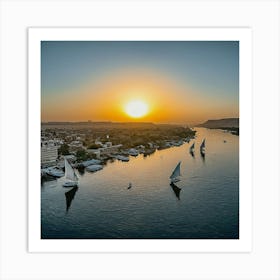 Sunrise On The Nile Art Print