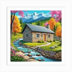 Cottage In The Mountains 9 Art Print