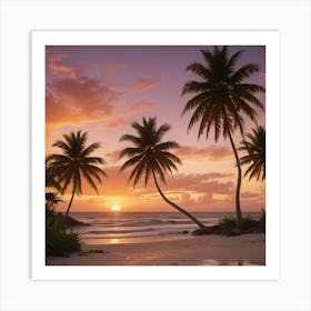 Sunset On The Beach 12 Art Print