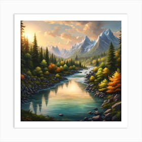 Sunset In The Mountains 3 Art Print