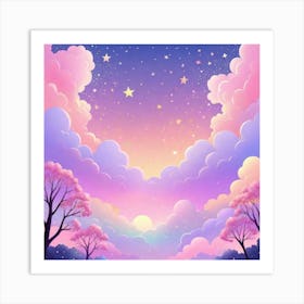 Sky With Twinkling Stars In Pastel Colors Square Composition 118 Art Print