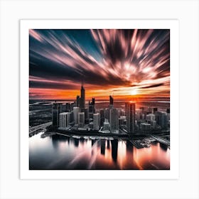 Sunset Over Brisbane 1 Art Print