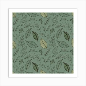 Seamless Pattern With Leaves Art Print