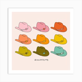 Rainbow Cowboy Hats Art Print
