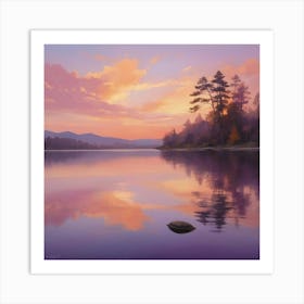 Sunset On The Lake Paintings Art Print 1 Art Print