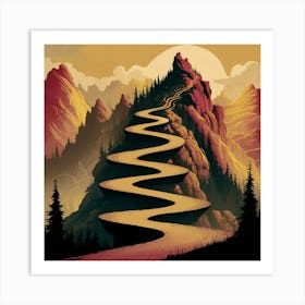 Serpentine Path Through Rugged Mountains Art Print