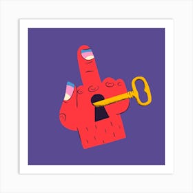 Hand with Key colourful illustration Art Print