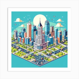 Isometric Cityscape Art Print