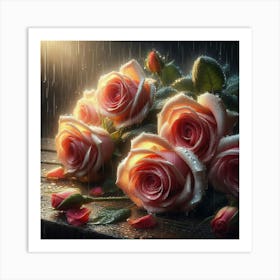 Roses In The Rain Art Print