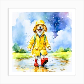 Dog In Raincoat Art Print