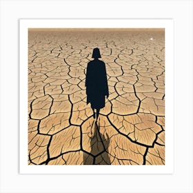 Man Walking In A Dry Field Art Print