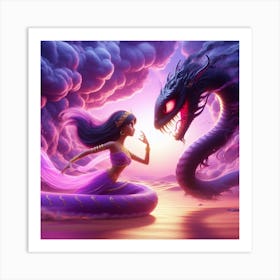 Princess And A Dragon Art Print