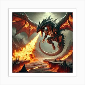 Dragons Of The Sky Ember Storm Art Print