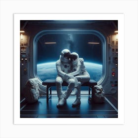 Two Astronauts In Space Art Print