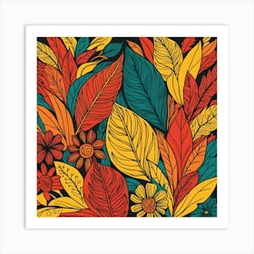 Phoenix Style And Type Vibrant Abstract Floral Illustration 2 (1) Art Print