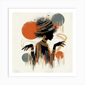 Jazz Dance Abstraction Silhouette Creative Color Paint Art Print