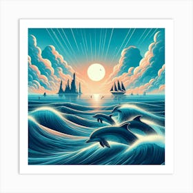 Dolphins In The Ocean 2 Art Print