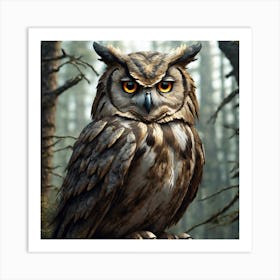 Owl In The Woods 38 Art Print