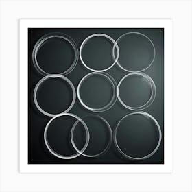 Transparent Circles On A Black Background Art Print