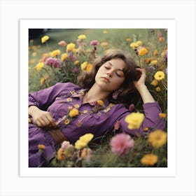 Girl In A Field Of Flowers 1 Art Print