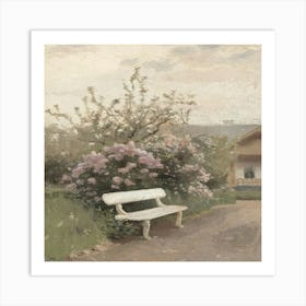 Bench In The Garden Art Print