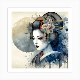 Japan Traditional Geisha Illustration By Ad 23 Art Print