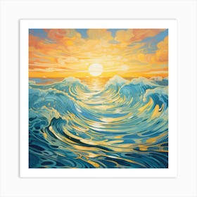 Sunset Over The Ocean 4 Art Print