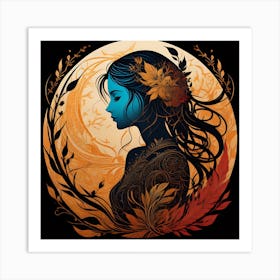 Moon And The Girl Art Print