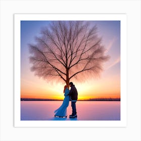 Couple Kissing Under A Tree 9 Art Print