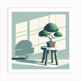 Bonsai Tree In The Window Art Print