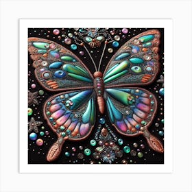 Butterfly embroidered with beads 3 Art Print