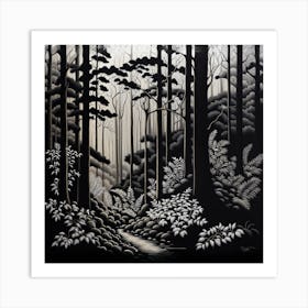 Forest black and white art Art Print