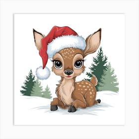 Santa Claus Deer Art Print