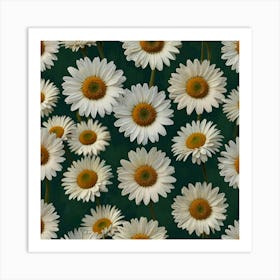 Default Daisy Blooms In Green Square Canvas Print 0 Art Print