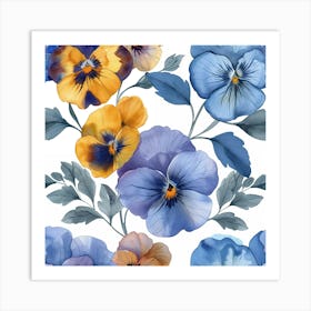 Pansies Seamless Pattern 2 Art Print