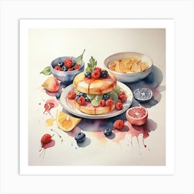 Watercolor Of Fruit Art Print