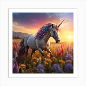 Unicorn In A Field Art Print