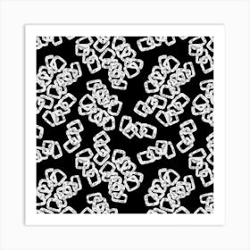 Floral Chains Gray On Black Art Print