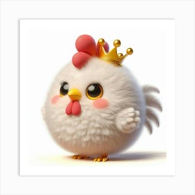 Cute Chicken With Crown 1 Art Print