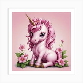 Little Pink Unicorn Art Print