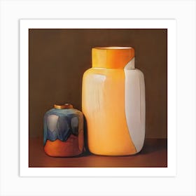 Close up arrangement of modern vases, Two Vases Art Print